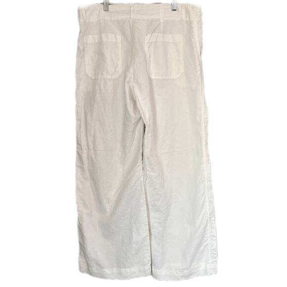 Women Gap White cotton / linen Wide Leg Pants  SZ 14 R zip hook closure 4 pocket - Picture 4 of 5